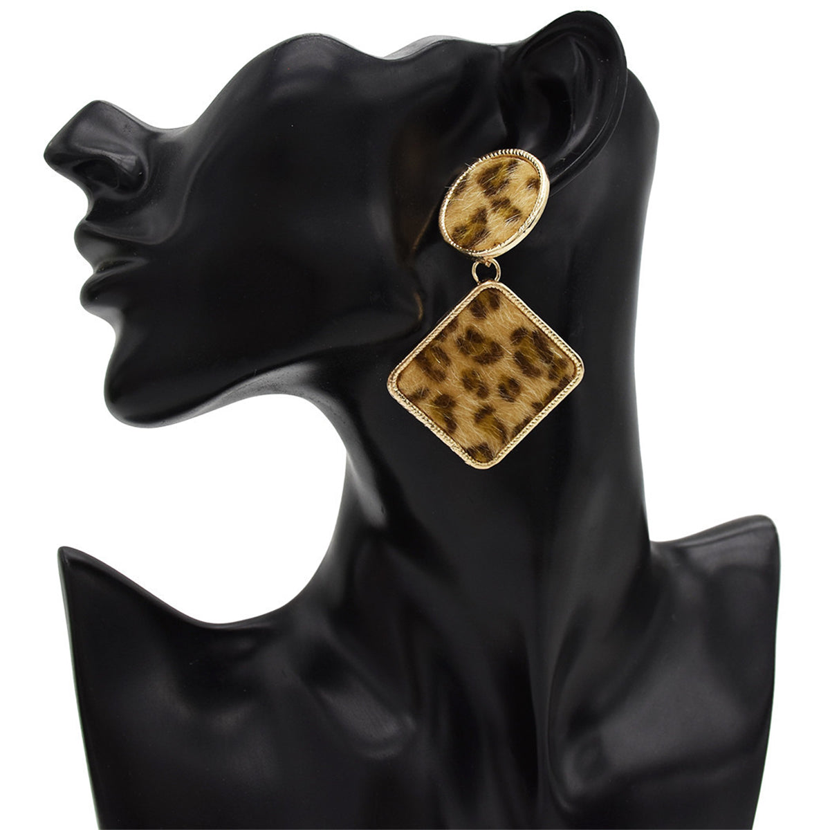 Yellow Gabardine & 18K Gold-Plated Leopard Print Drop Earrings