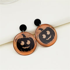 Black & Orange Jack-O'-Lantern Drop Earrings