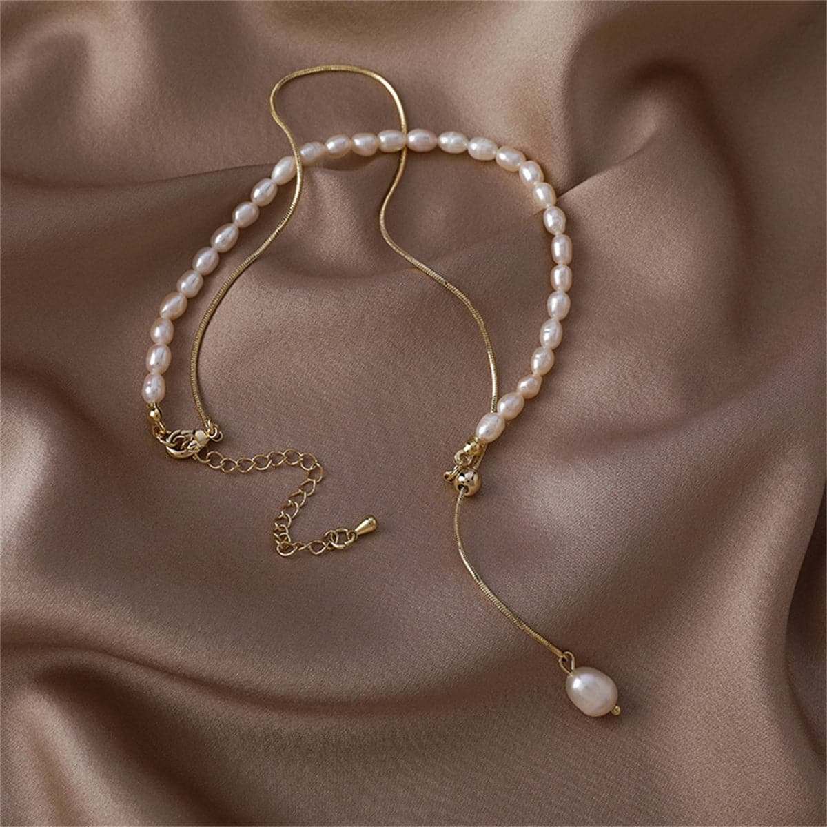 Pearl & 18K Gold-Plated Drop Necklace