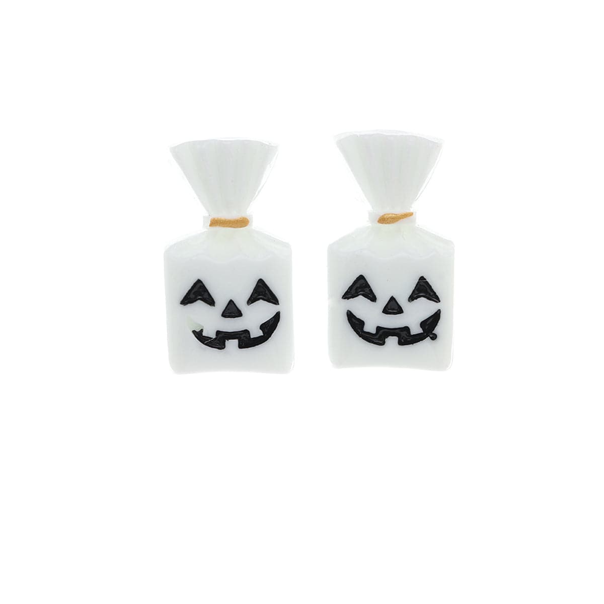 White & Silver-Plated Pumpkin Candy Stud Earrings