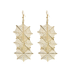 18K Gold-Plated Linked Spider Web Drop Earrings