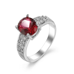 Red Cubic Zirconia & Crystal Two-Row Oval Ring