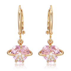 Pink Crystal & Cubic Zirconia 18K Gold-Plated Heart Drop Earrings