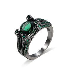 Green Crystal & Cubic Zirconia Tension Pavé Ring