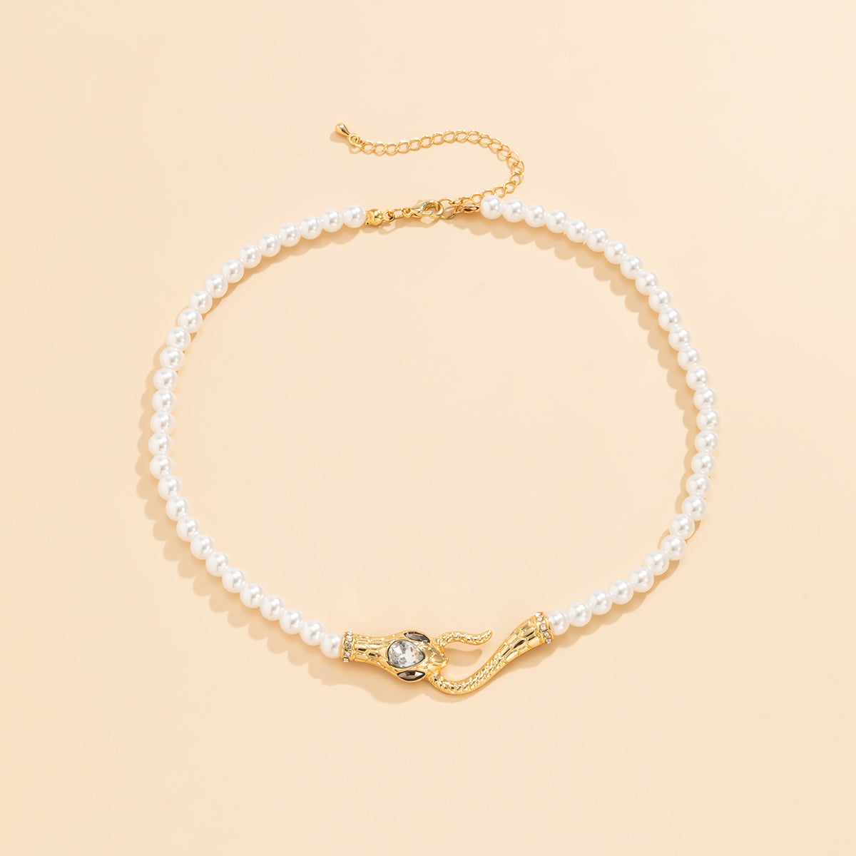 Crystal & Pearl 18K Gold-Plated Snake Necklace