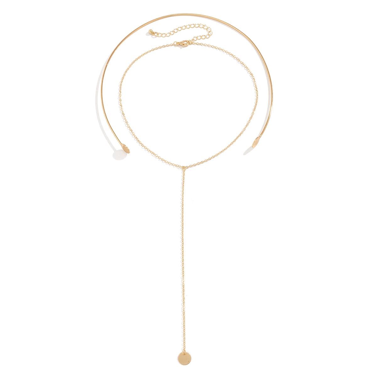 Dazzling 18K gold-plated choker featuring a chic circle charm pendant, ideal for elevating your style.