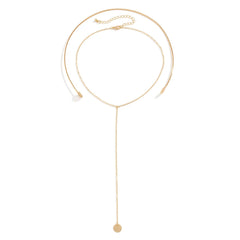 Dazzling 18K gold-plated choker featuring a chic circle charm pendant, ideal for elevating your style.