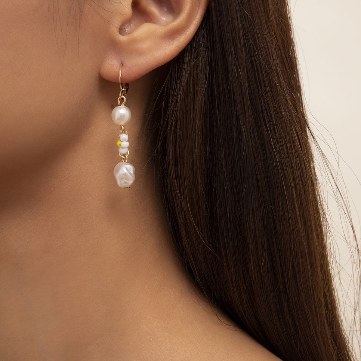 White Howlite & Pearl 18K Gold-Plated Flower Drop Earrings