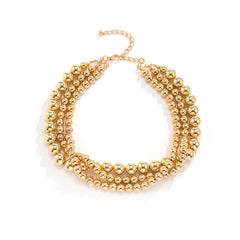 18K Gold-Plated Beaded Layered Choker Necklace