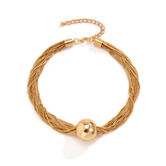 18K Gold-Plated Ball Mutli-Chain Collar Necklace Necklace