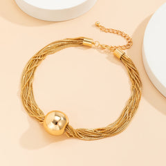 18K Gold-Plated Ball Mutli-Chain Collar Necklace Necklace