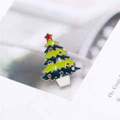 Green & Silver-Plated Christmas Tree Brooch