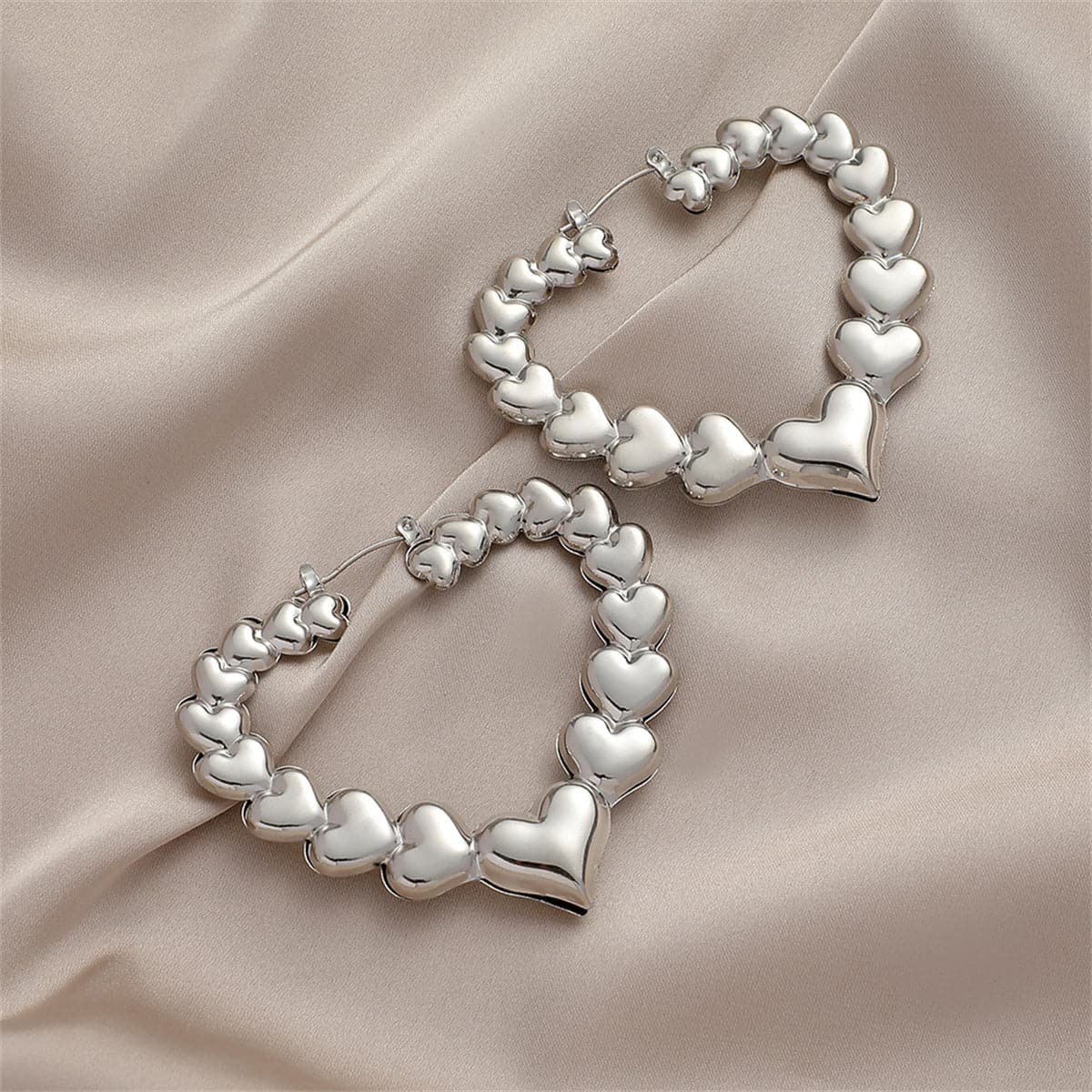 Silver-Plated Heart Hoop Earrings