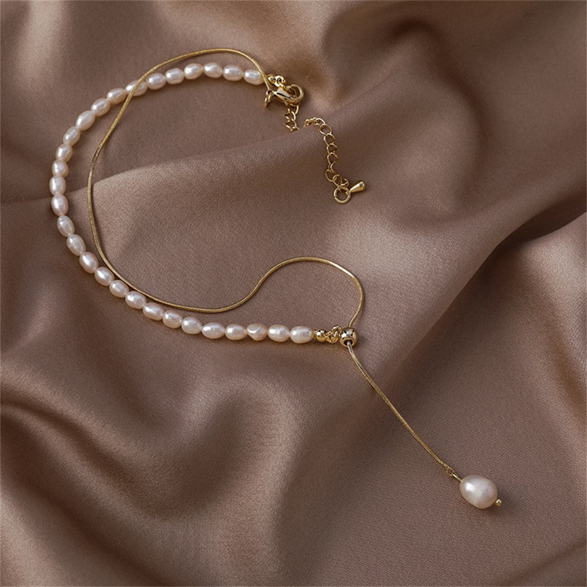 Pearl & 18K Gold-Plated Drop Necklace