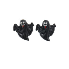 Black & Silver-Plated Ghost Stud Earrings