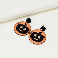 Black & Orange Jack-O'-Lantern Drop Earrings