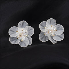 White Acrylic & 18K Gold-Plated Flower Stud Earrings