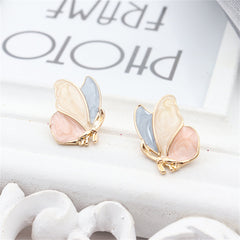 Light Purple Enamel & 18K Gold-Plated Butterfly Stud Earrings