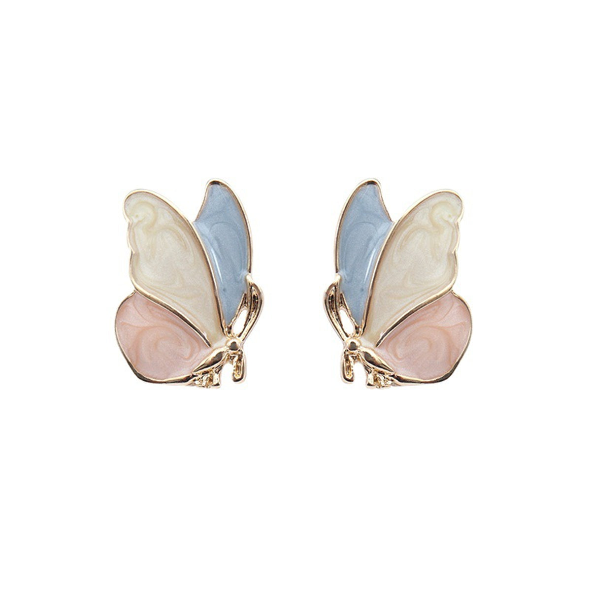 Light Purple Enamel & 18K Gold-Plated Butterfly Stud Earrings