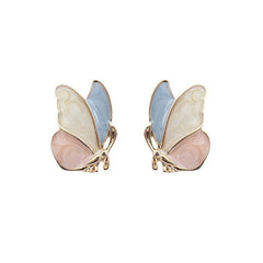 Light Purple Enamel & 18K Gold-Plated Butterfly Stud Earrings