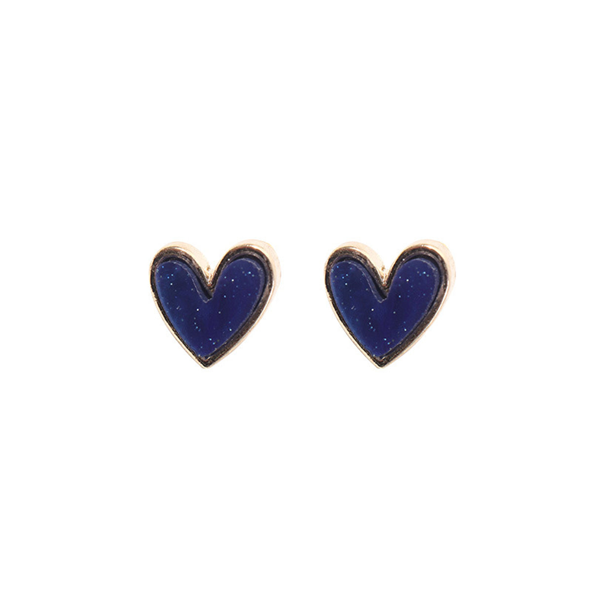 Blue Acrylic & 18K Gold-Plated Heart Stud Earrings