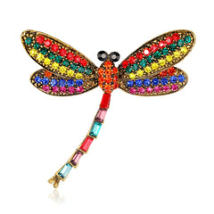 Red & Blue Cubic Zirconia Dragonfly Brooch