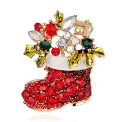 Cubic Zirconia & 18K Gold-Plated Stocking Brooch