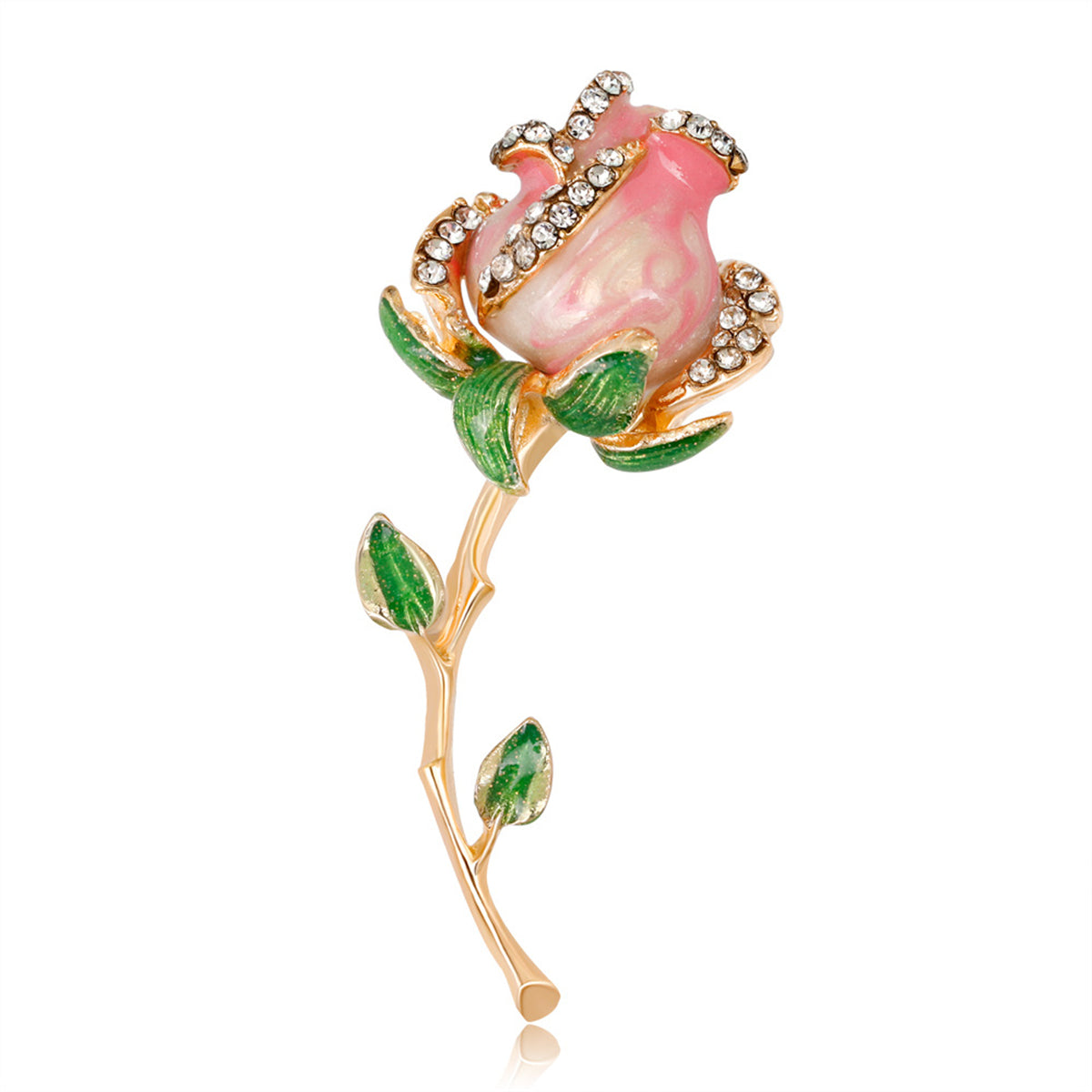 18K Gold-Plated & Cubic Zirconia Flower Brooch