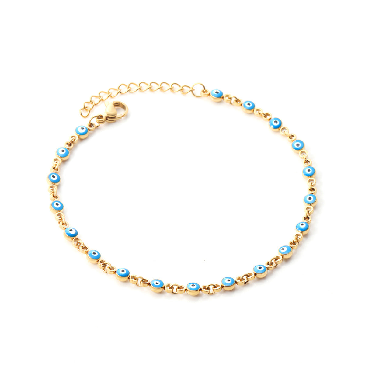 Blue Enamel & 18K Gold-Plated Eye Station Bracelet