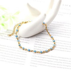 Blue Enamel & 18K Gold-Plated Eye Station Bracelet