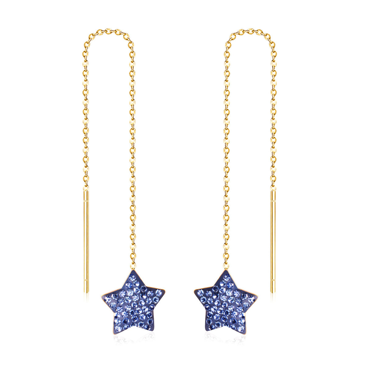 Blue Resin & Cubic Zirconia 18K Gold-Plated Star Ear Threader