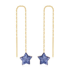 Blue Resin & Cubic Zirconia 18K Gold-Plated Star Ear Threader