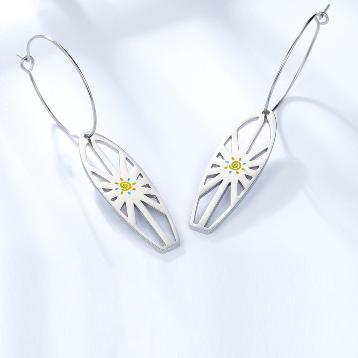 Enamel & Silver-Plated Sun Surfboard Drop Earrings