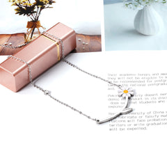 Yellow Enamel & Silver-Plated Cubic Zirconia-Accent Mum Bar Necklace