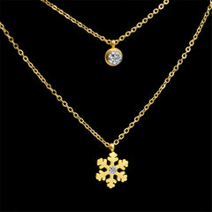 Cubic Zirconia & 18K Gold-Plated Layered Snowflake Pendant Necklace