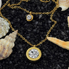 Cubic Zirconia & 18K Gold-Plated Round Layered Pendant Necklace