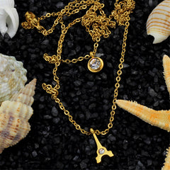 Cubic Zirconia & 18K Gold-Plated Tower Layered Pendant Necklace