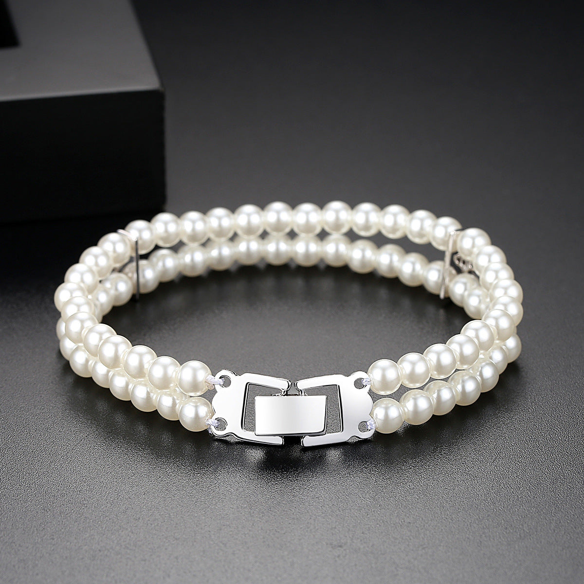 Pearl & Cubic Zirconia Silver-Plated Layered Bracelet