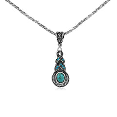 Turquoise & Cubic Zirconia Silver-Plated Braided Pendant Necklace