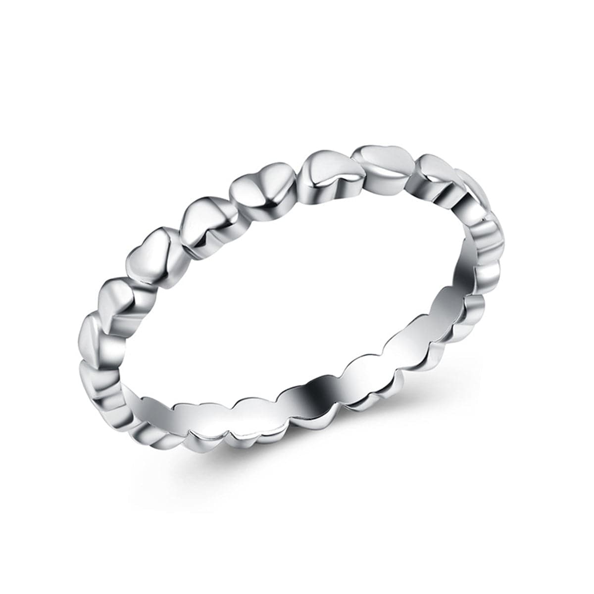 Silver-Plated Interlocking Heart Band