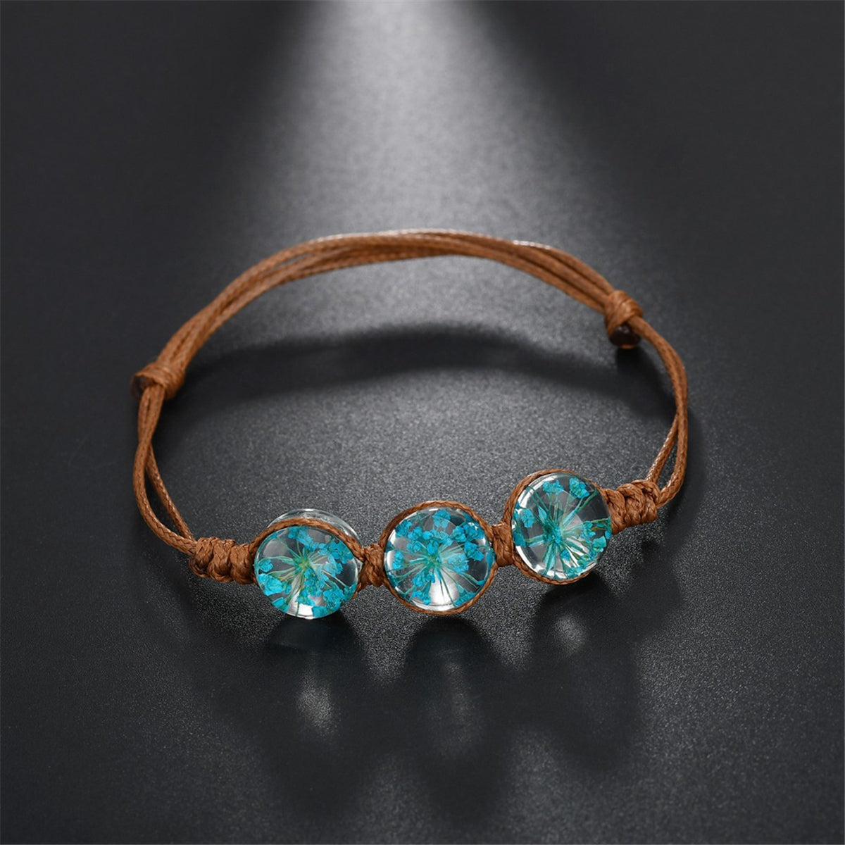 Blue Triple Gypsophila Adjustable Bracelet