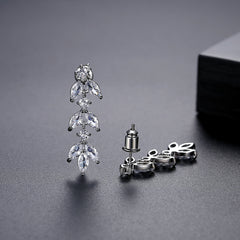 Black Marquise Crystal & Cubic Zirconia Leaves Drop Earrings