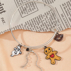 Brown & Silver-Plated Zombie Adjustable Charm Bangle