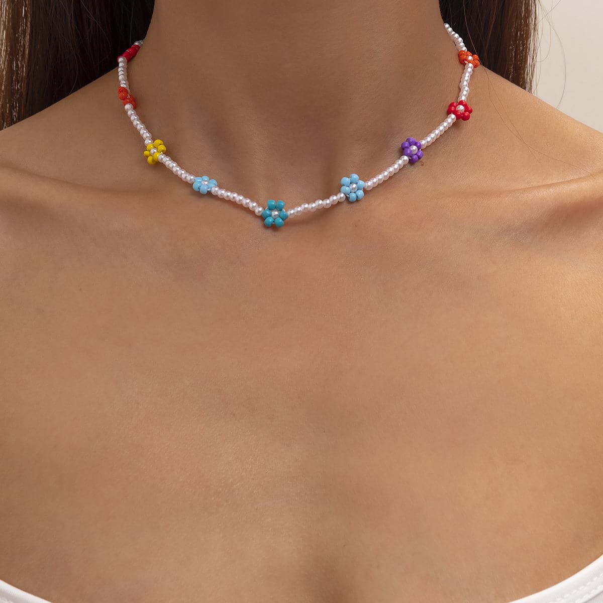 Multicolor Howlite & Pearl 18K Gold-Plated Floral Choker Necklace