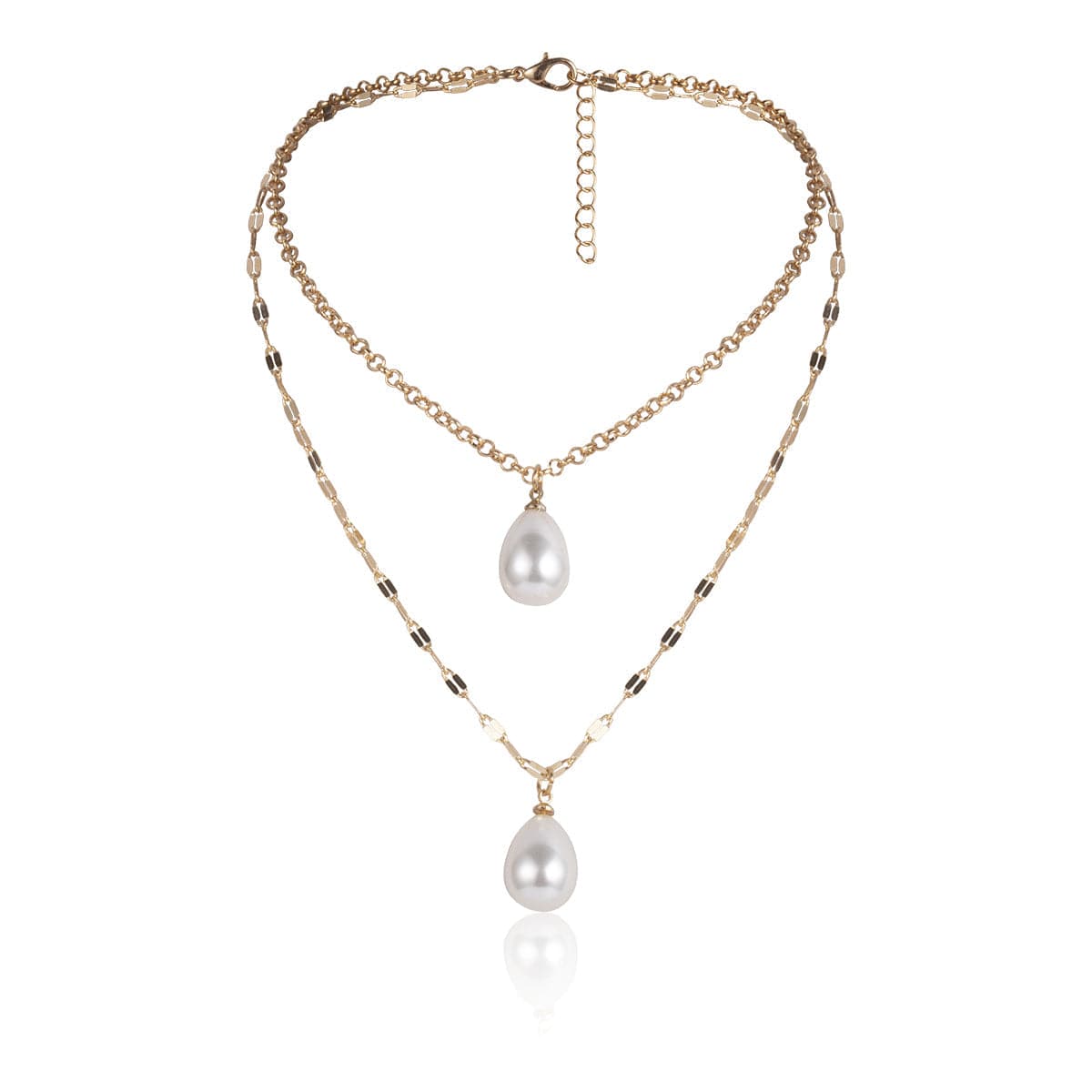 Pearl & 18K Gold-Plated Drop Two-Layer Pendant Necklace