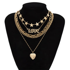 18K Gold-Plated Star Station Layered Necklace Set