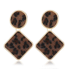 Coffee Gabardine & 18K Gold-Plated Leopard Print Drop Earrings