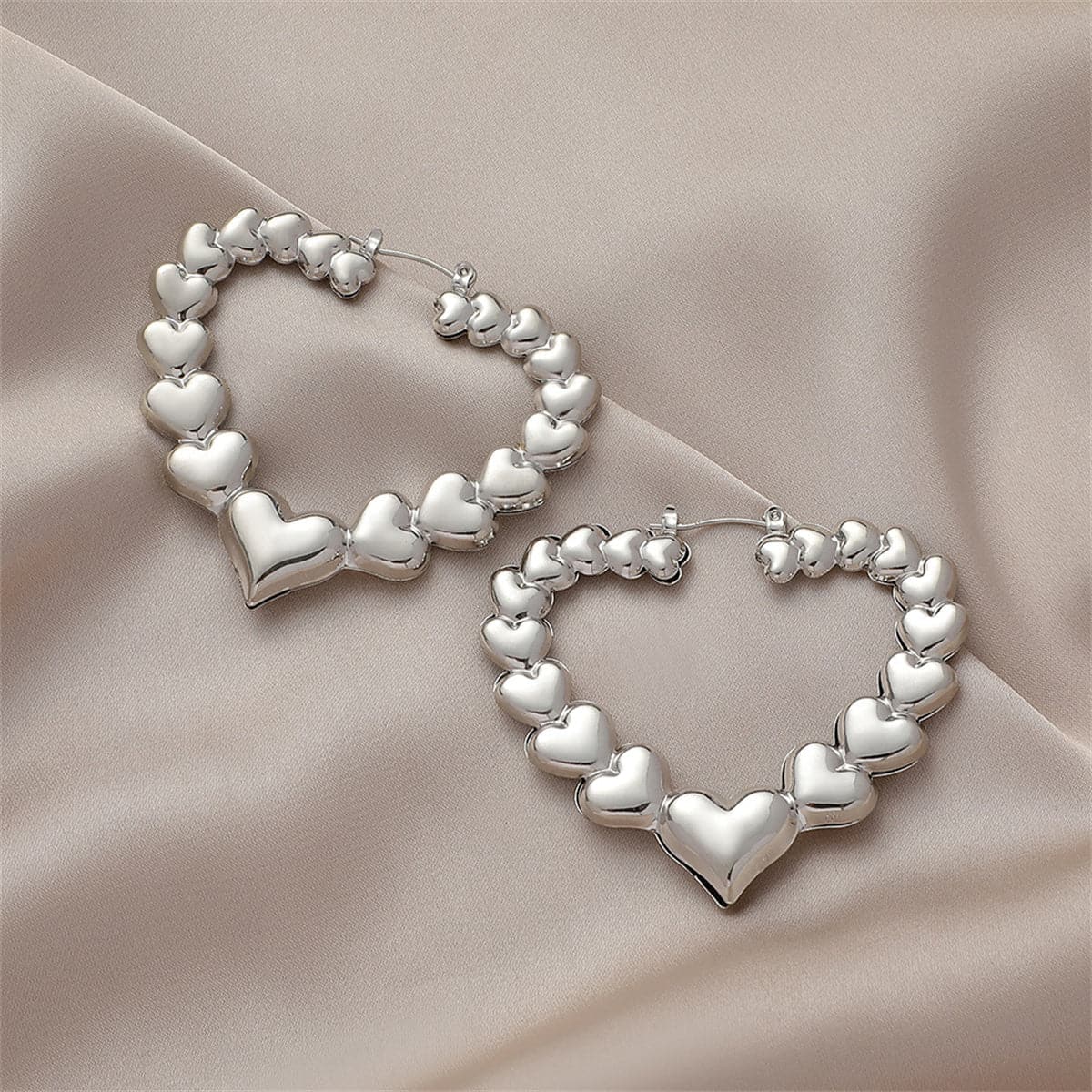 Silver-Plated Heart Hoop Earrings