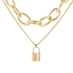 Stunning 18K gold-plated necklace with a chic padlock pendant, perfect for layering and adding a touch of elegance.