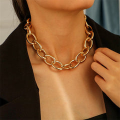 Elegant 18K gold-plated cable chain necklace featuring a striking large link design for a bold statement.